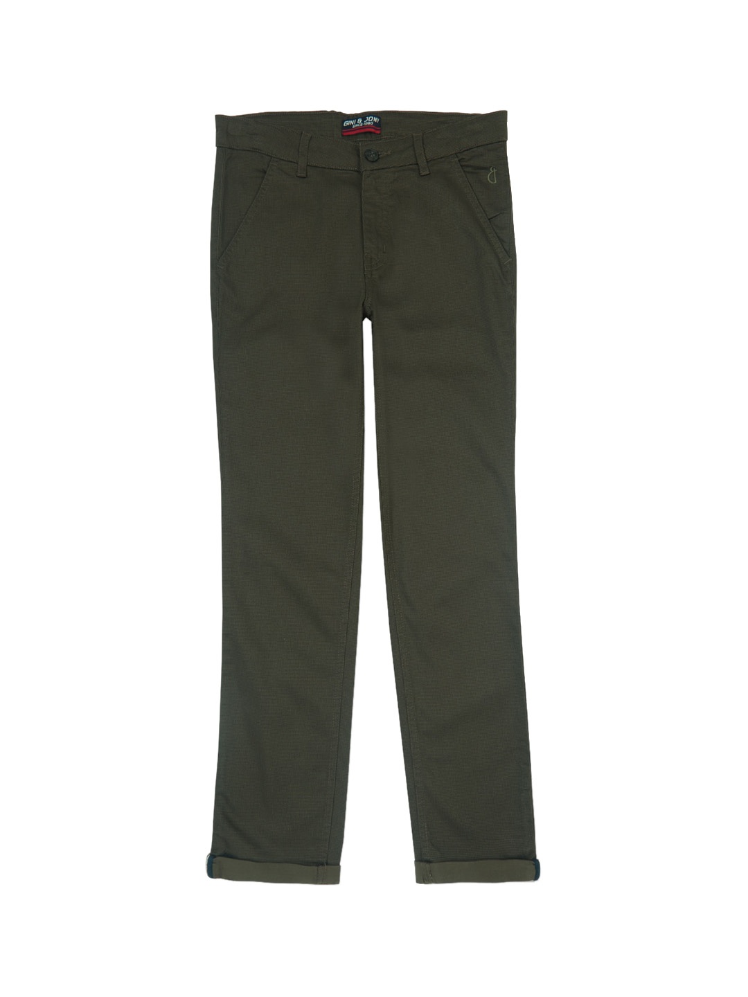 

Gini and Jony Boys Mid-Rise Cotton Chinos, Olive