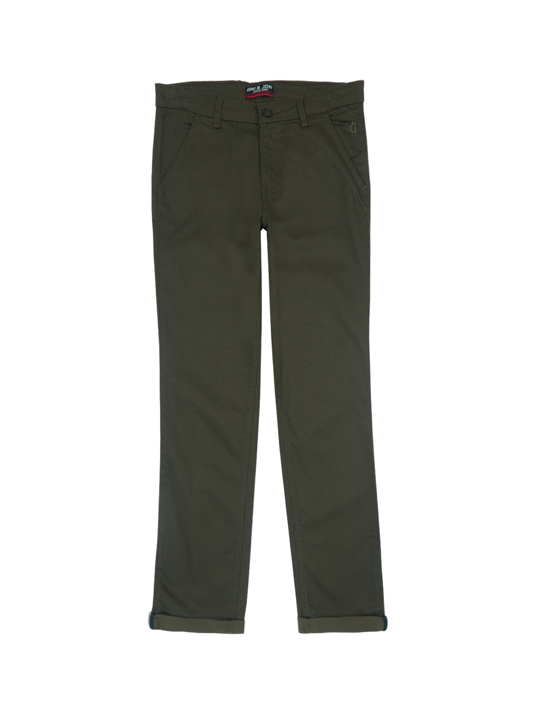 

Gini and Jony Boys Mid-Rise Cotton Chinos, Olive