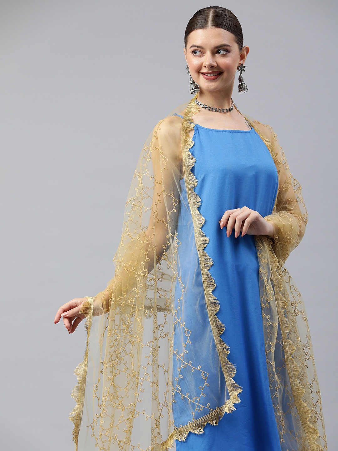 

Rani Saahiba Embroidered Thread Work Dupatta, Beige
