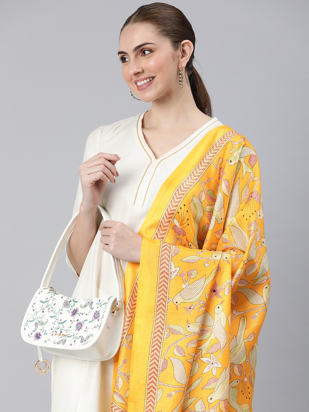 

Rani Saahiba Ethnic Motifs Printed Dupatta, Yellow