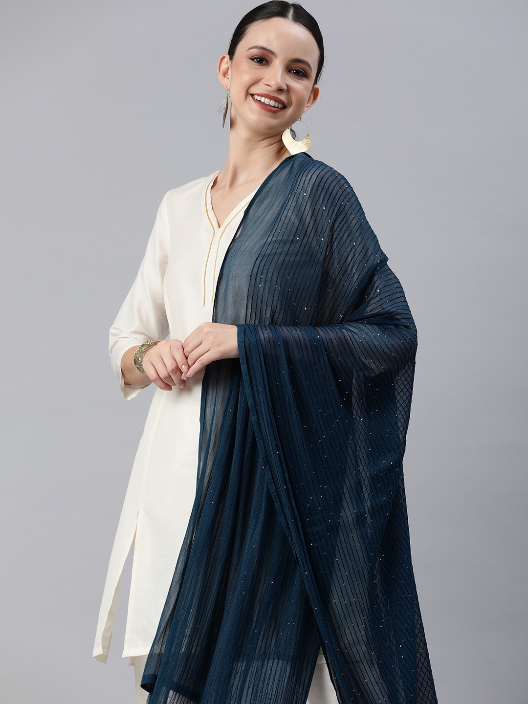 

Rani Saahiba Embroidered Sequinned Dupatta, Blue