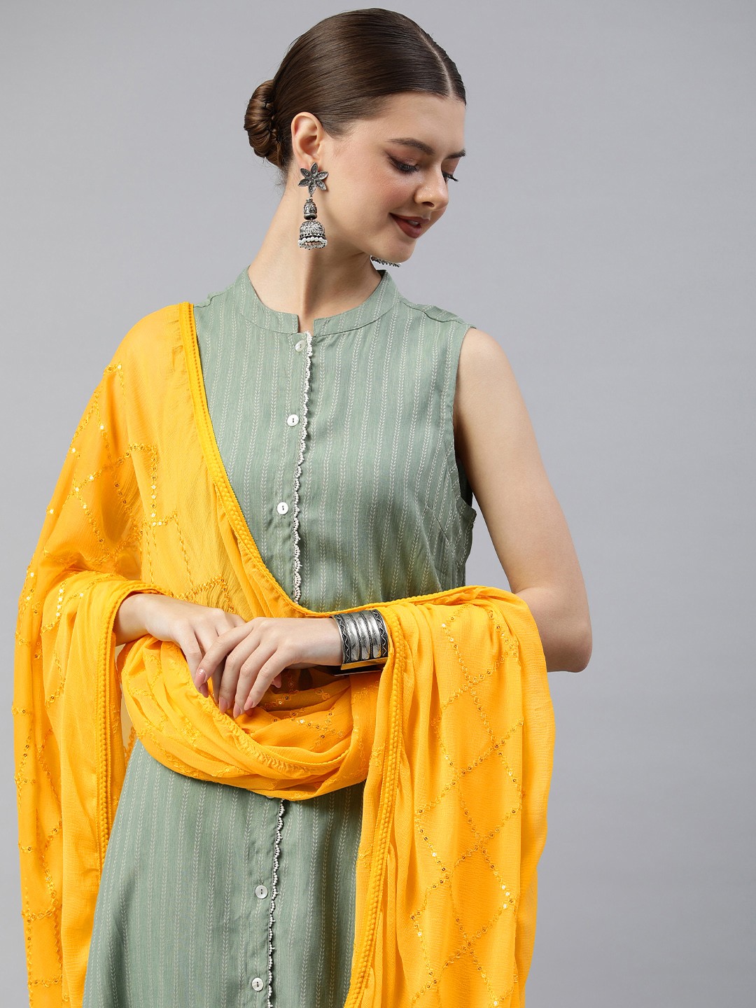 

Rani Saahiba Embroidered Dupatta with Sequinned Detail, Yellow