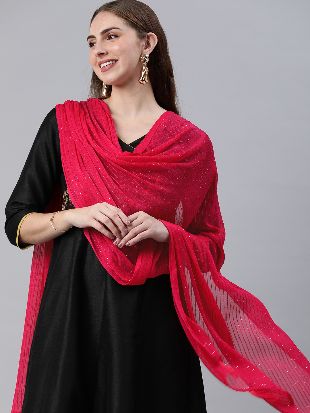 

Rani Saahiba Embroidered Sequinned Dupatta, Pink