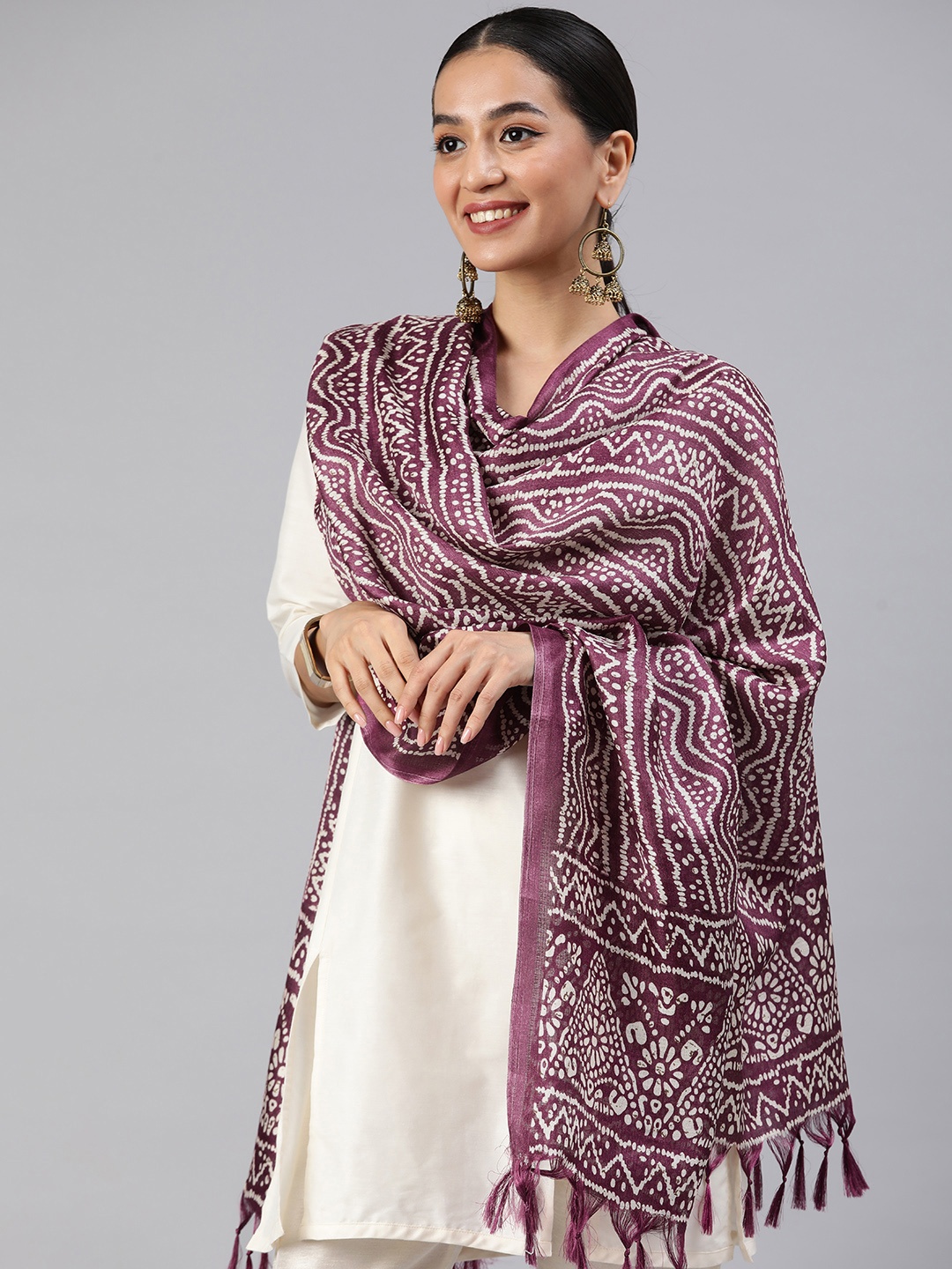 

Rani Saahiba Bandhani Printed Dupatta, Purple