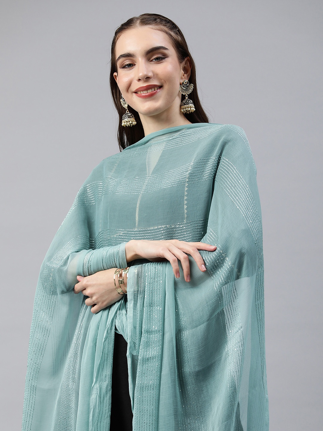 

Rani Saahiba Embroidered Sequinned Dupatta, Blue