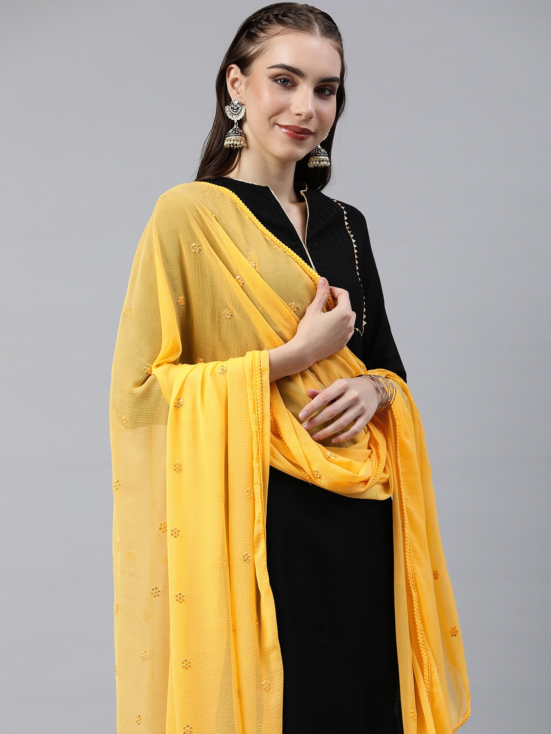 

Rani Saahiba Embroidered Sequinned Dupatta, Yellow