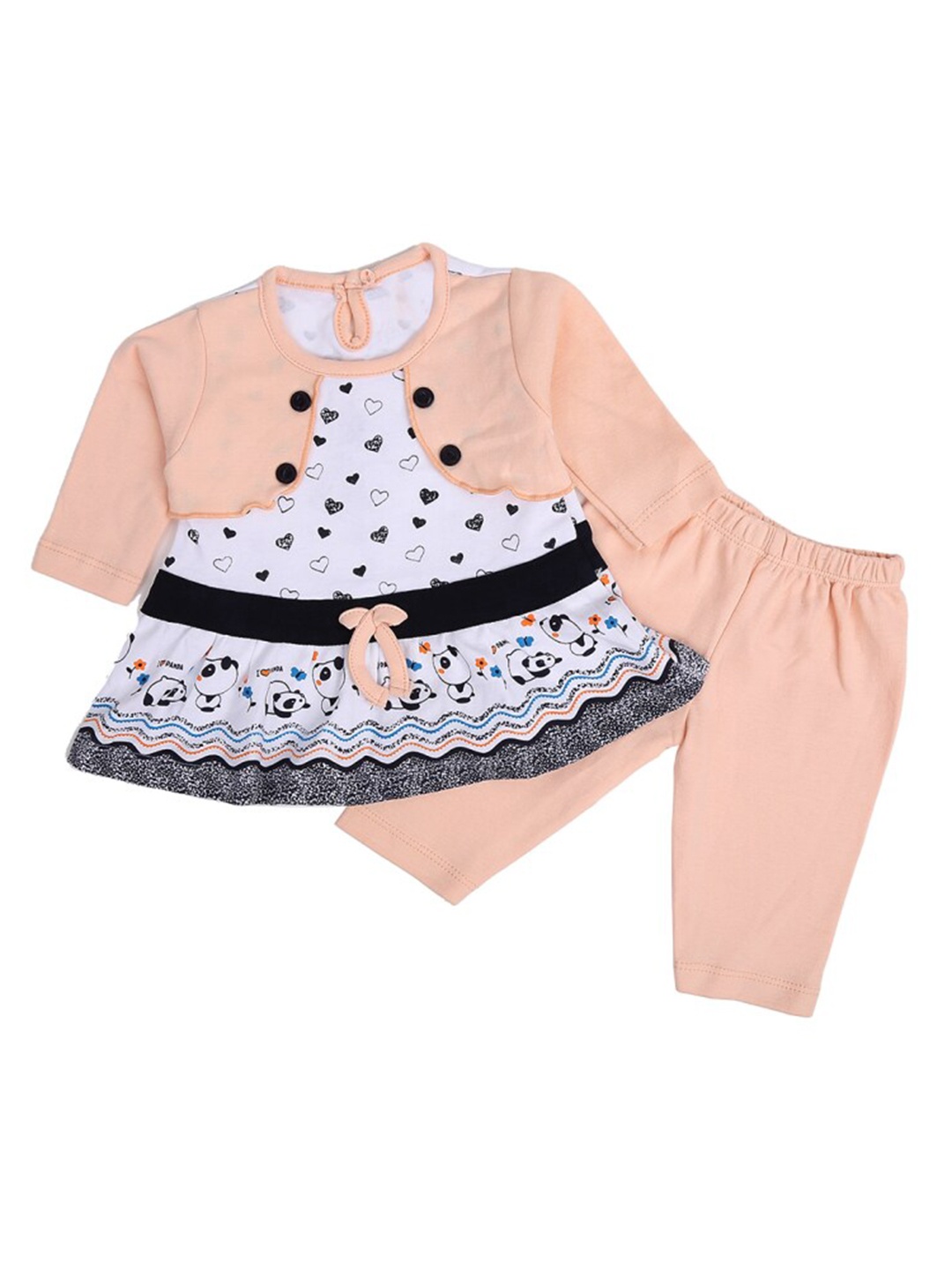 

V-Mart Kids Conversational Printed Top With Leggings, Peach