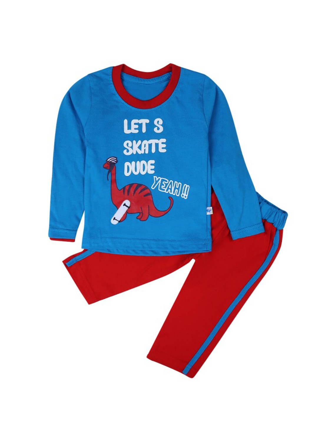 

V-Mart Infants Printed Pure Cotton T-shirt with Trousers, Blue