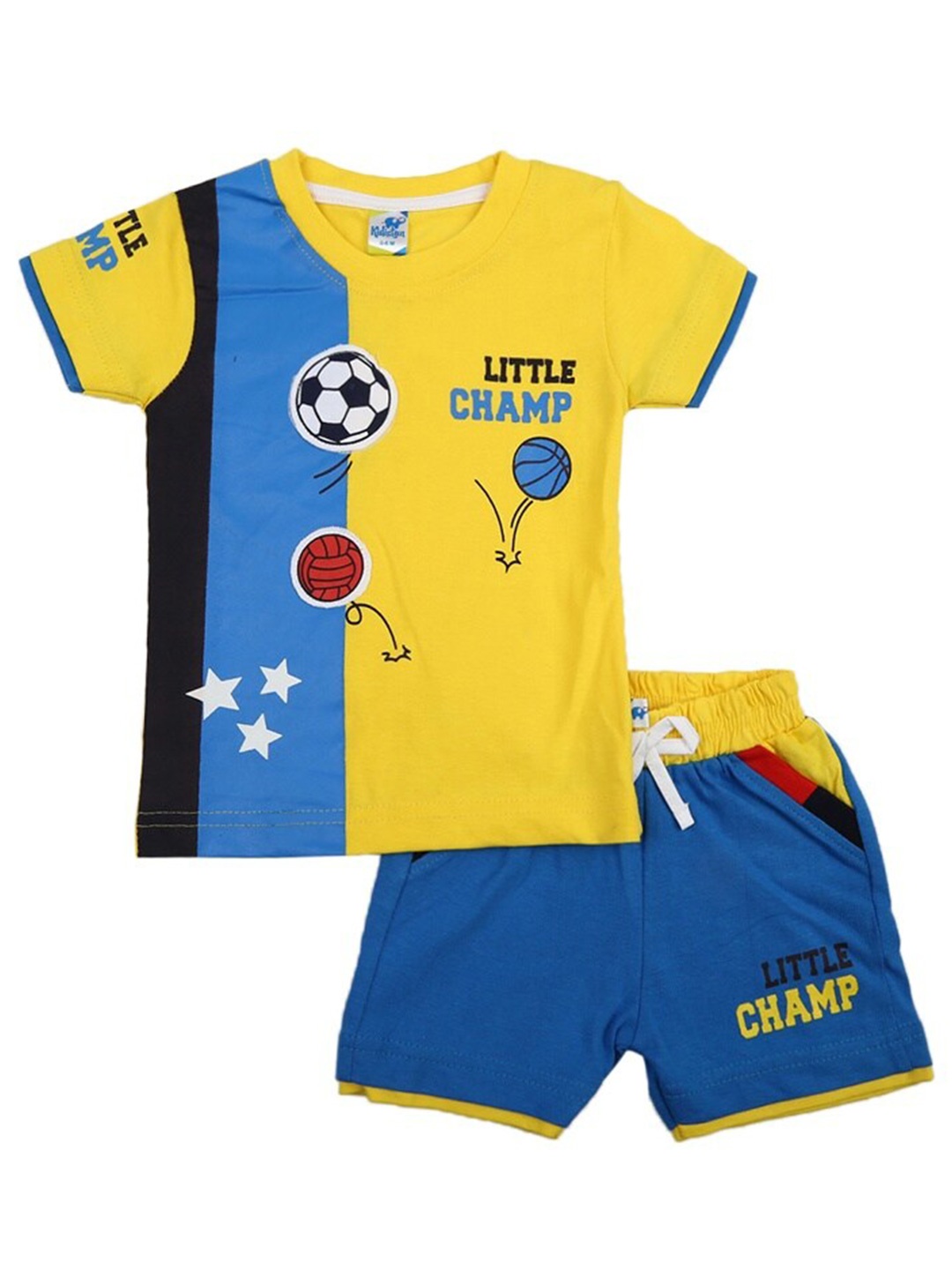 

V-Mart Infants Printed Pure Cotton T-shirt With Shorts, Yellow