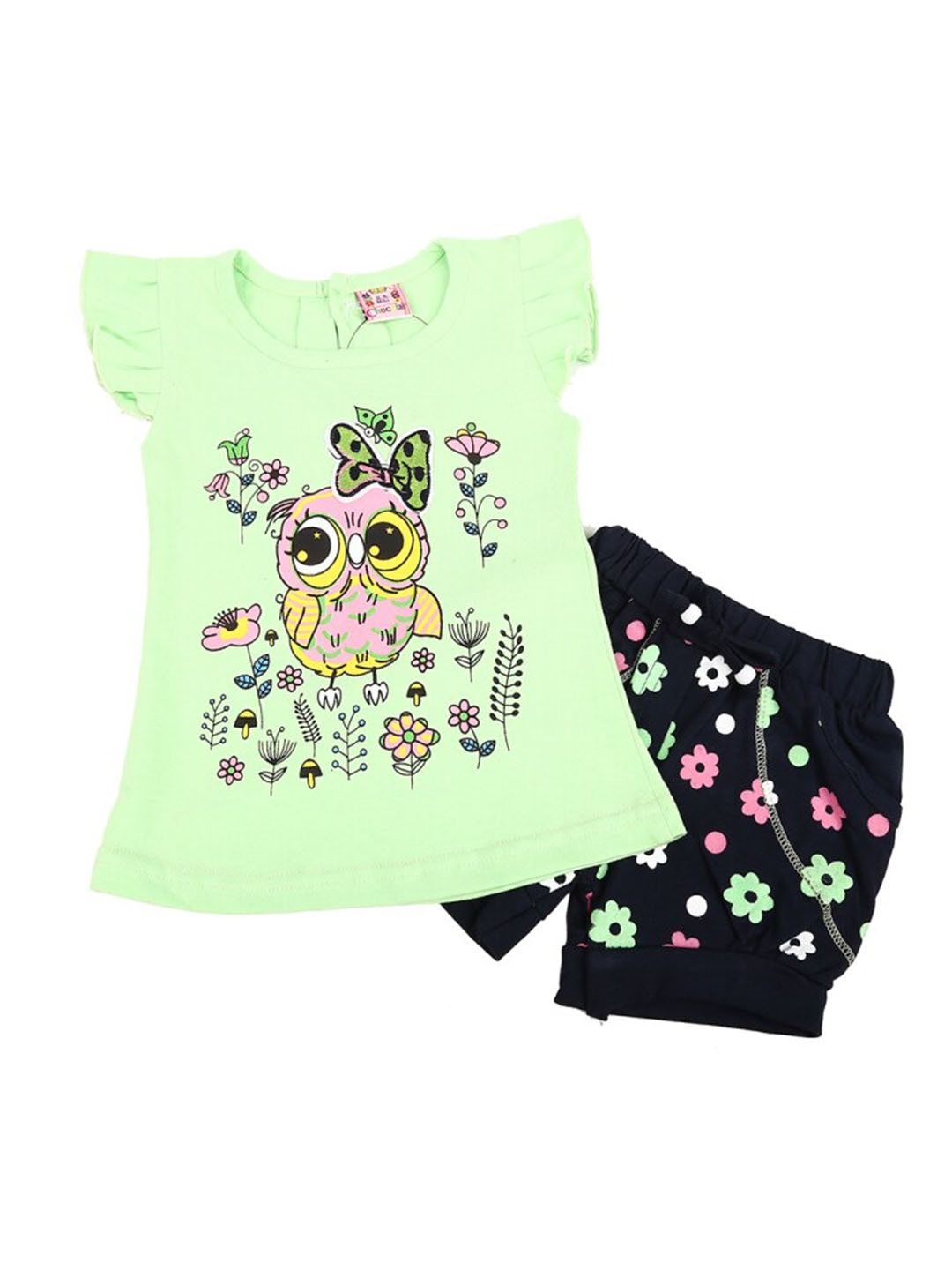 

V-Mart Kids Printed Cotton Top With Shorts, Green