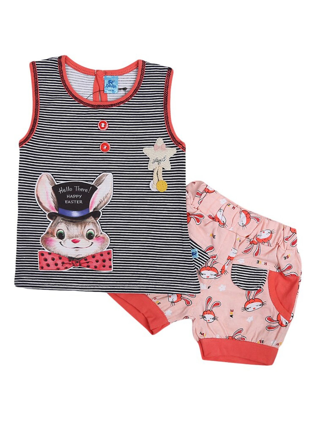 

V-Mart Infants Graphic Printed Pure Cotton T-shirt with Shorts, Pink