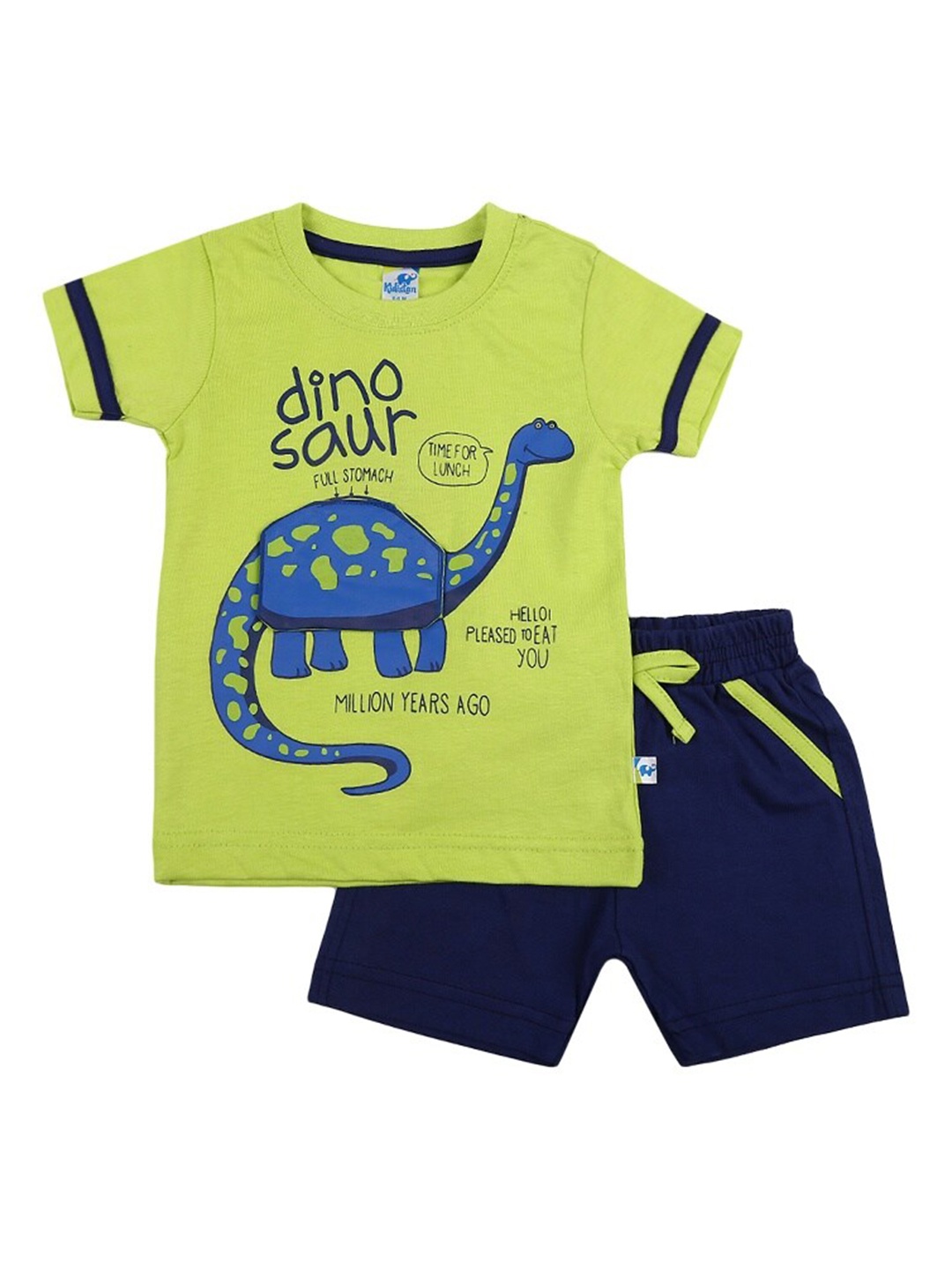 

V-Mart Kids Graphic Printed Pure Cotton T-Shirt With Shorts, Green