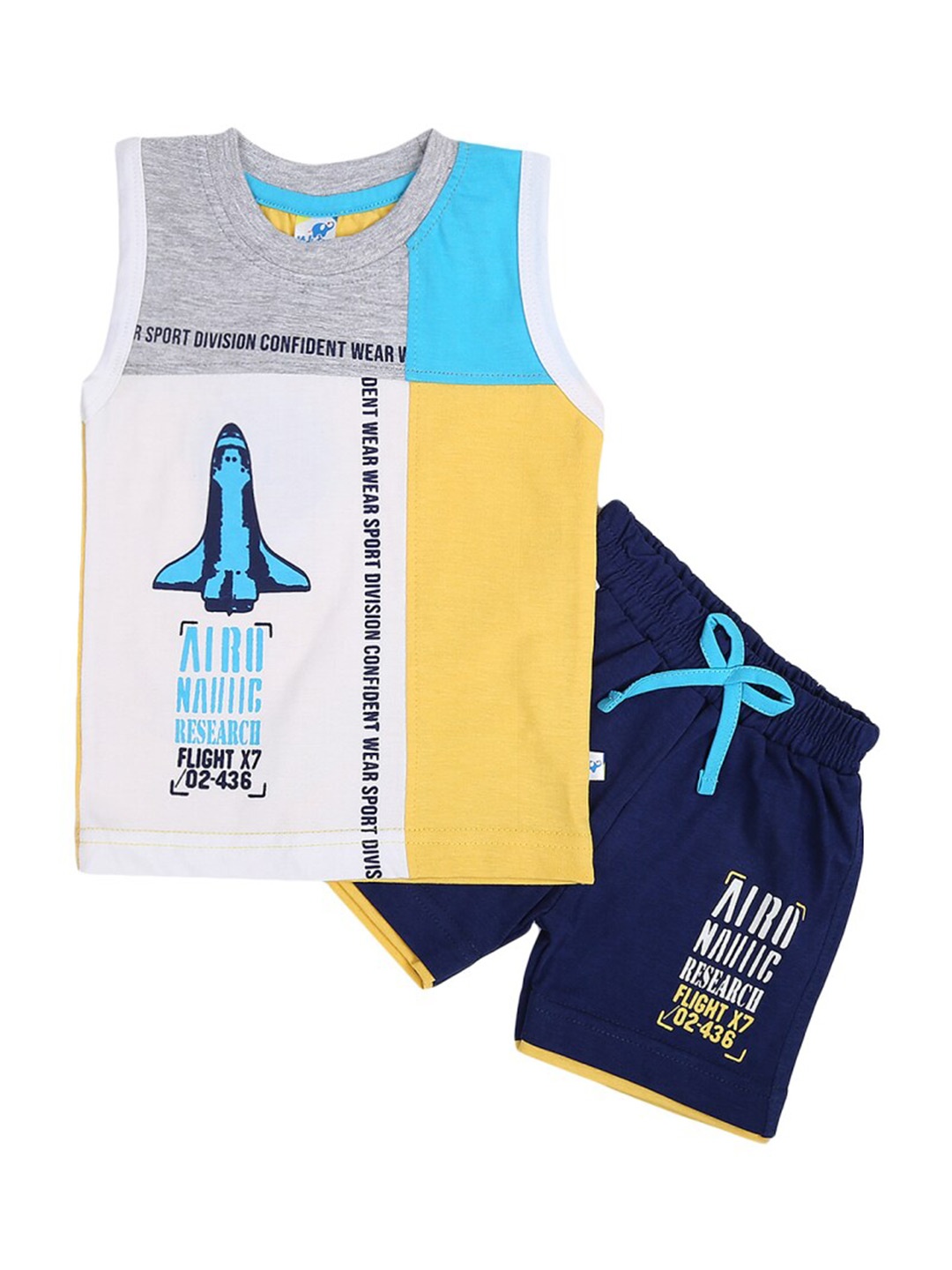 

V-Mart Infant Graphic Printed Pure Cotton T-shirt with Shorts, Grey