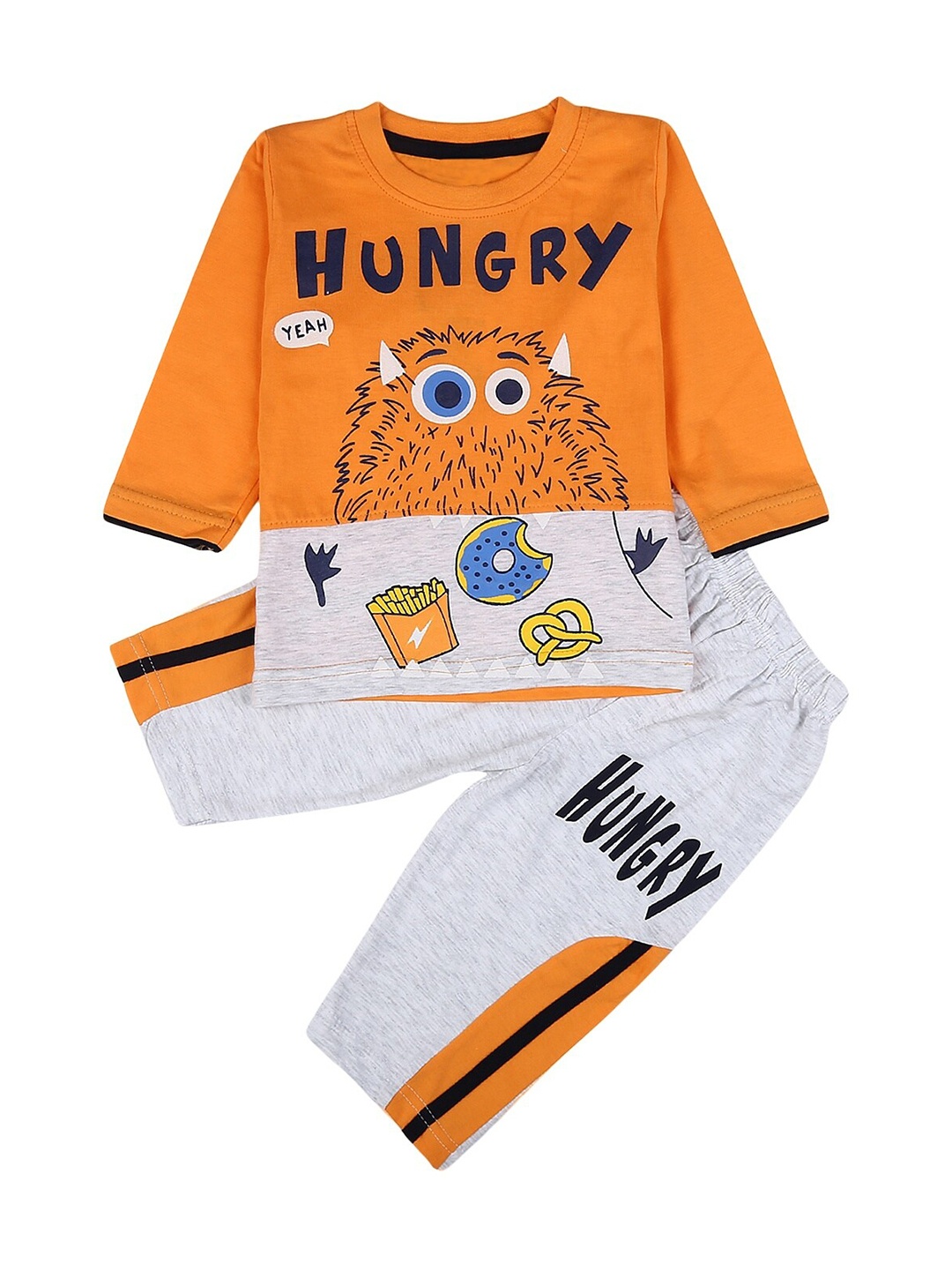 

V-Mart Infants Graphic Printed Pure Cotton T-Shirt & Trousers, Orange