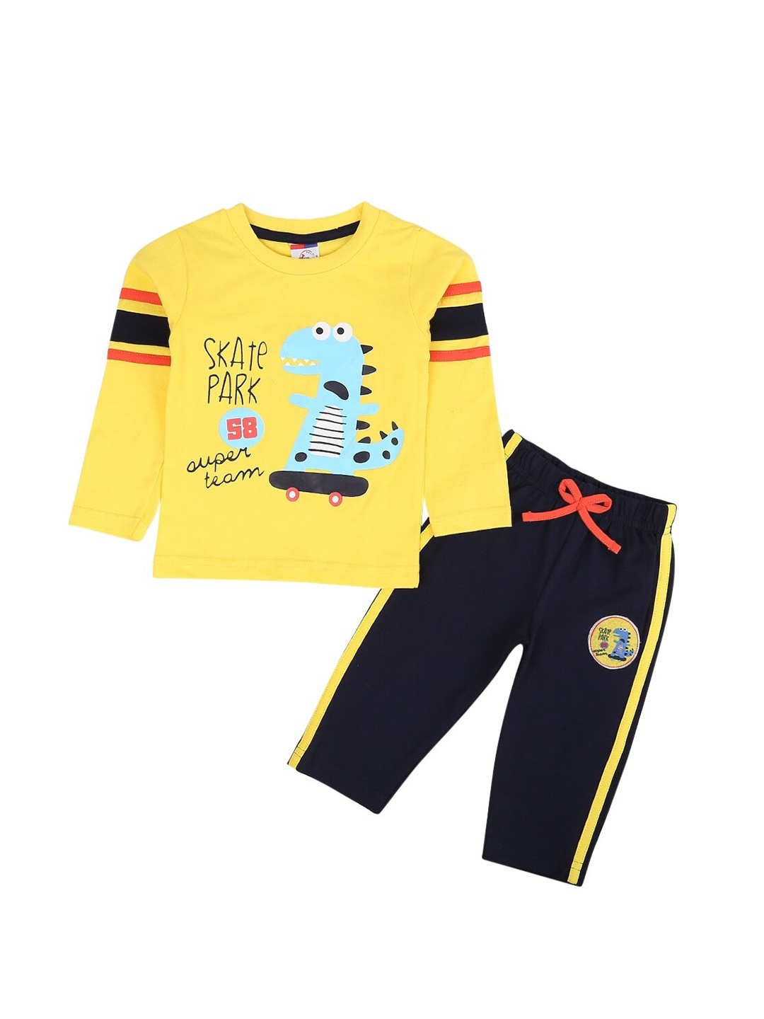 

V-Mart Infants Printed Pure Cotton T-shirt With Trousers, Yellow