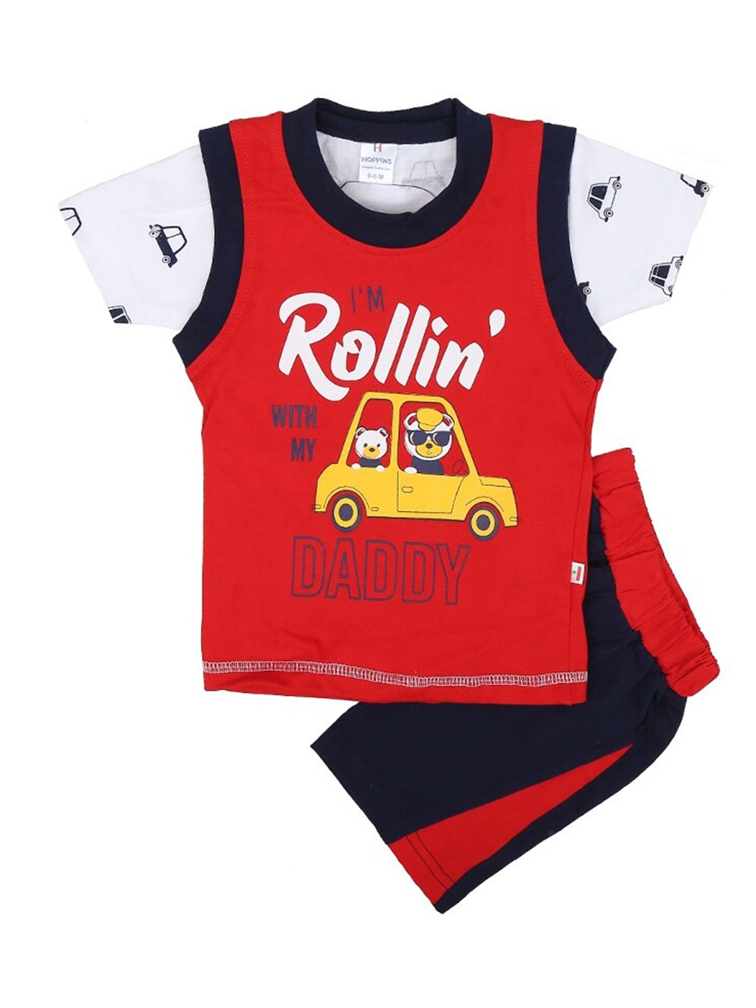 

V-Mart Infants Printed Pure Cotton T-shirt With Shorts, Red