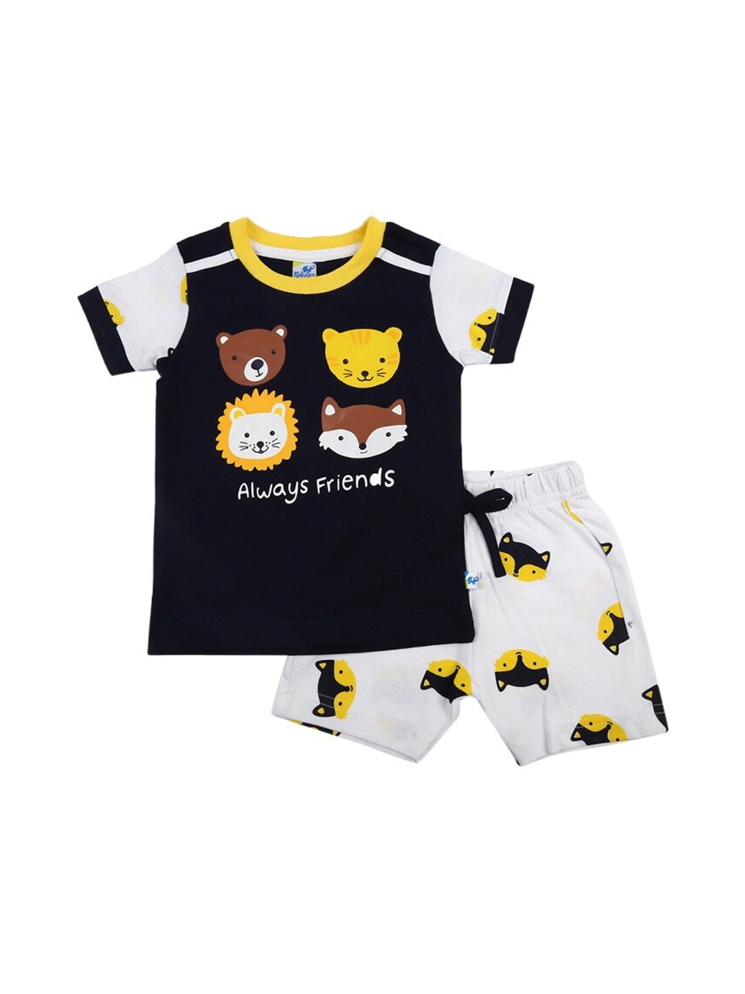 

V-Mart Infants Printed Pure Cotton T-shirt With Shorts, Navy blue
