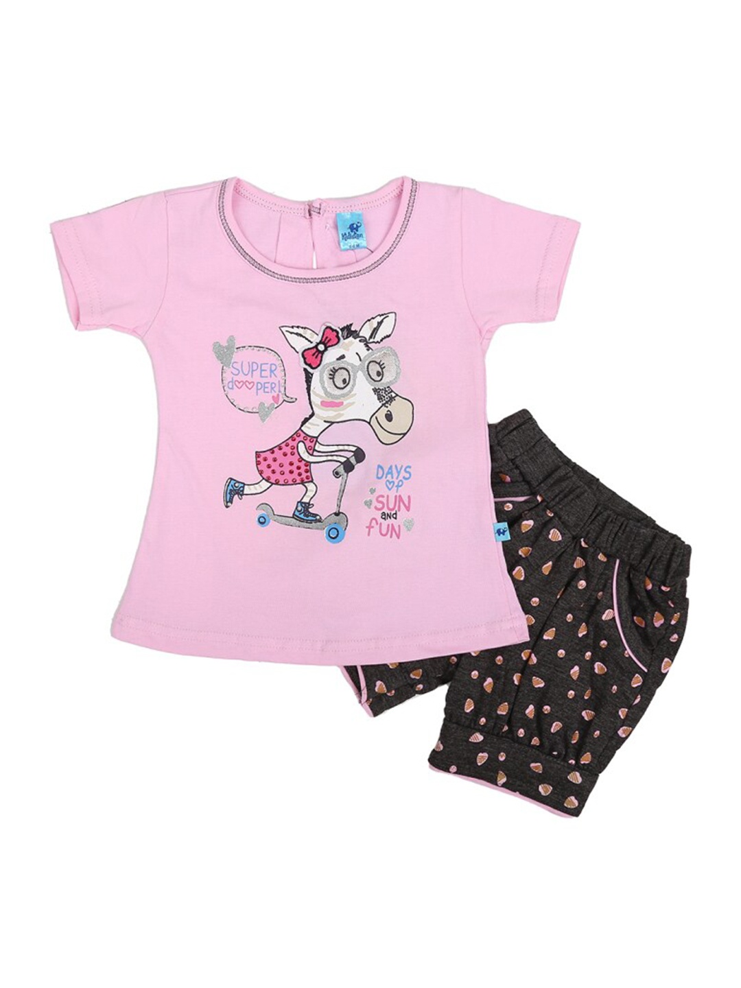 

V-Mart Infant Graphic Printed Pure Cotton T-shirt with Shorts, Pink