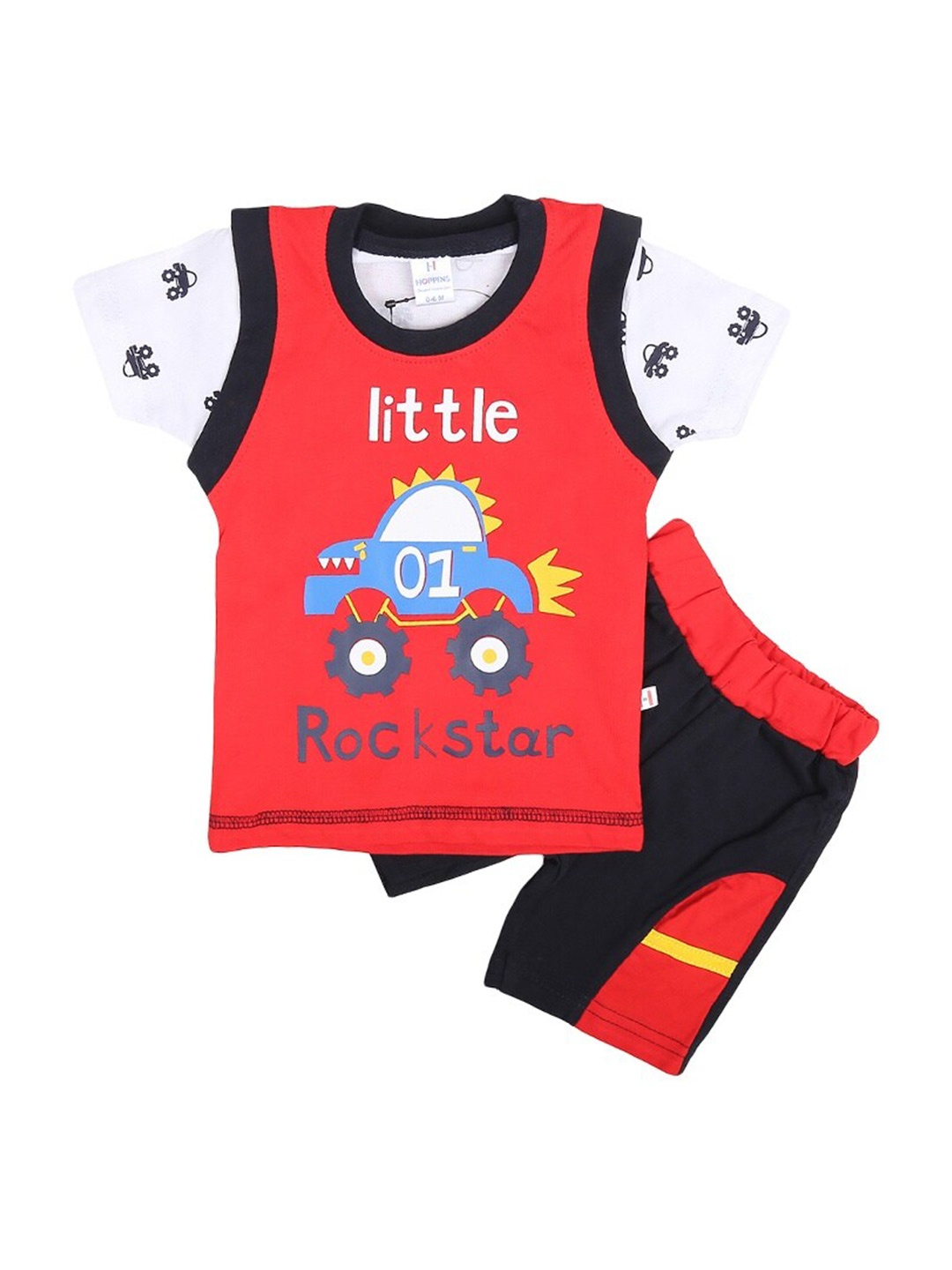 

V-Mart Kids Printed Pure Cotton T-Shirt With Shorts, Red