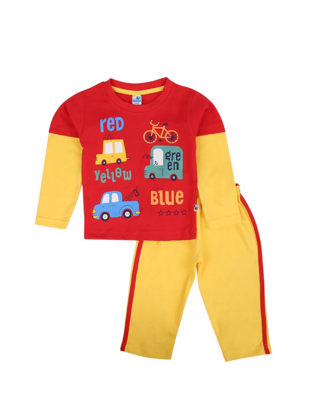 

V-Mart Infants Printed Pure Cotton T-shirt With Trousers, Red