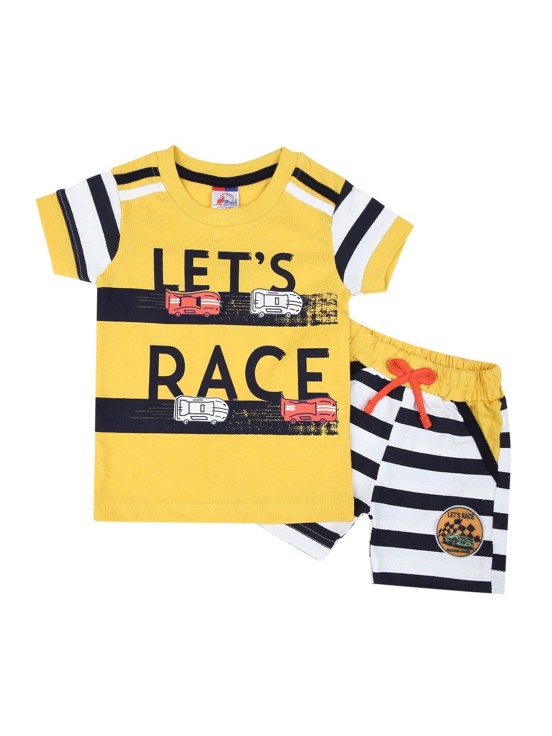 

V-Mart Infants Printed Pure Cotton T-shirt With Shorts, Yellow