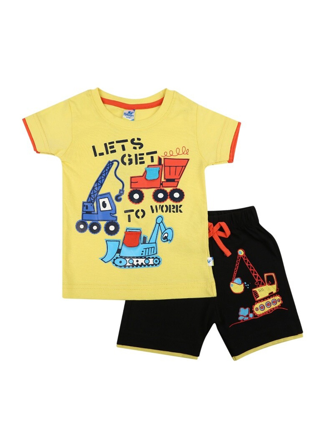 

V-Mart Infants Printed Pure Cotton T-Shirt With Shorts, Yellow