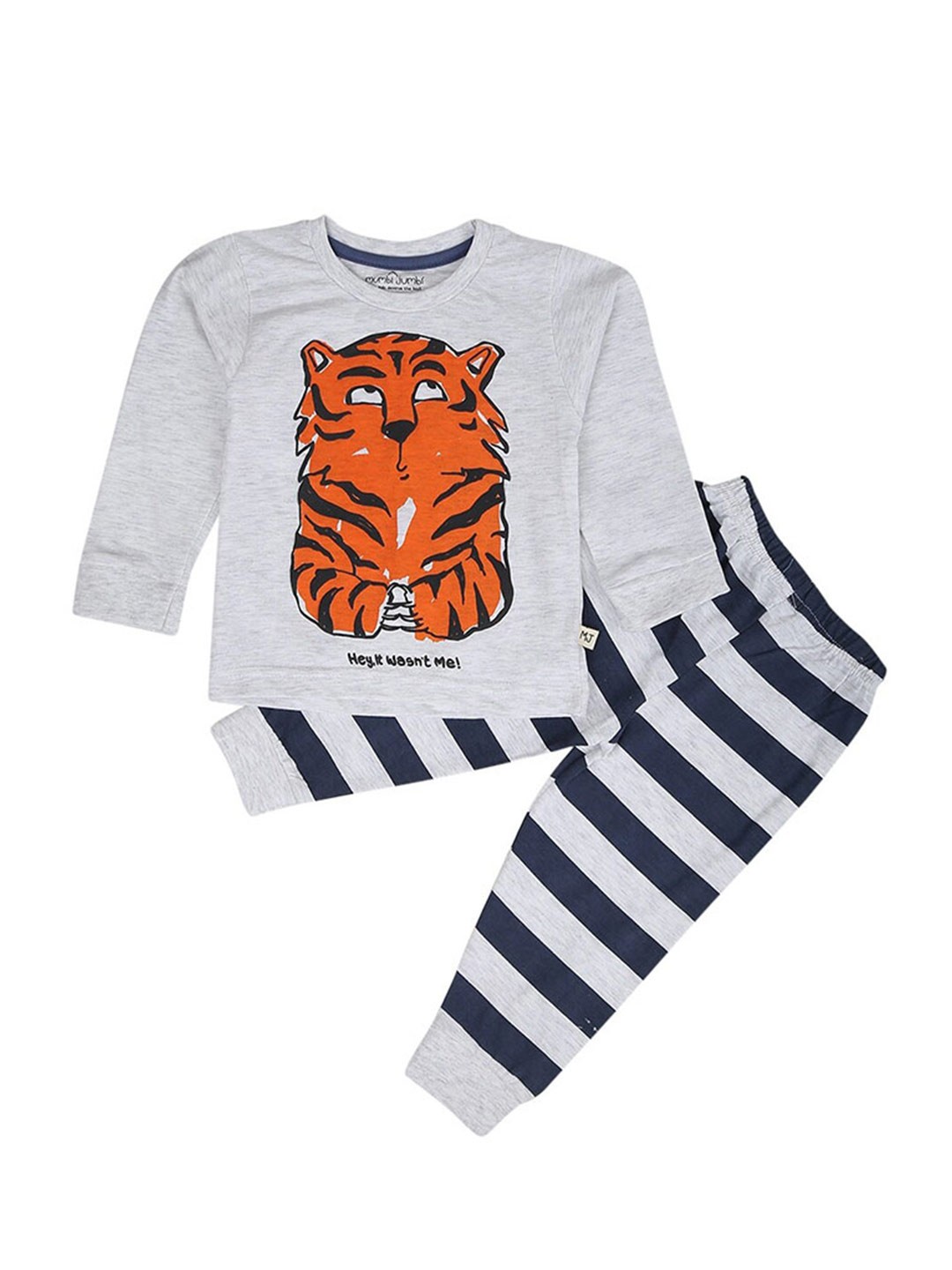 

V-Mart Infants Graphic Printed Pure Cotton T-shirt With Trousers, Grey