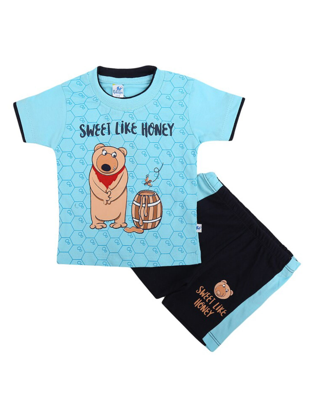 

V-Mart Infants Printed Pure Cotton T-shirt With Shorts, Blue