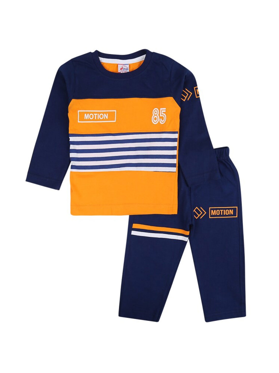 

V-Mart Kids Printed Pure Cotton T-Shirt With Trousers, Orange