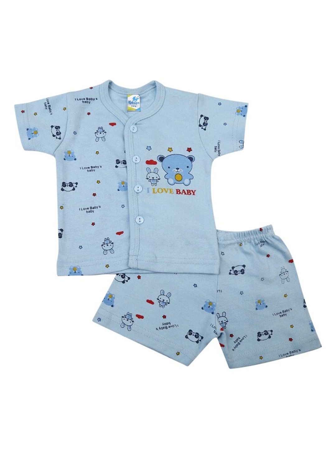 

V-Mart Infants Printed Pure Cotton T-shirt With Shorts, Blue