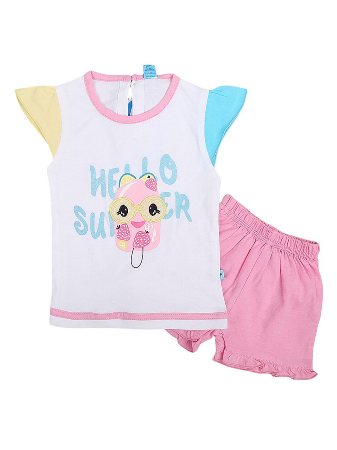 

V-Mart Infant Girls Printed Pure Cotton Top with Trousers, White