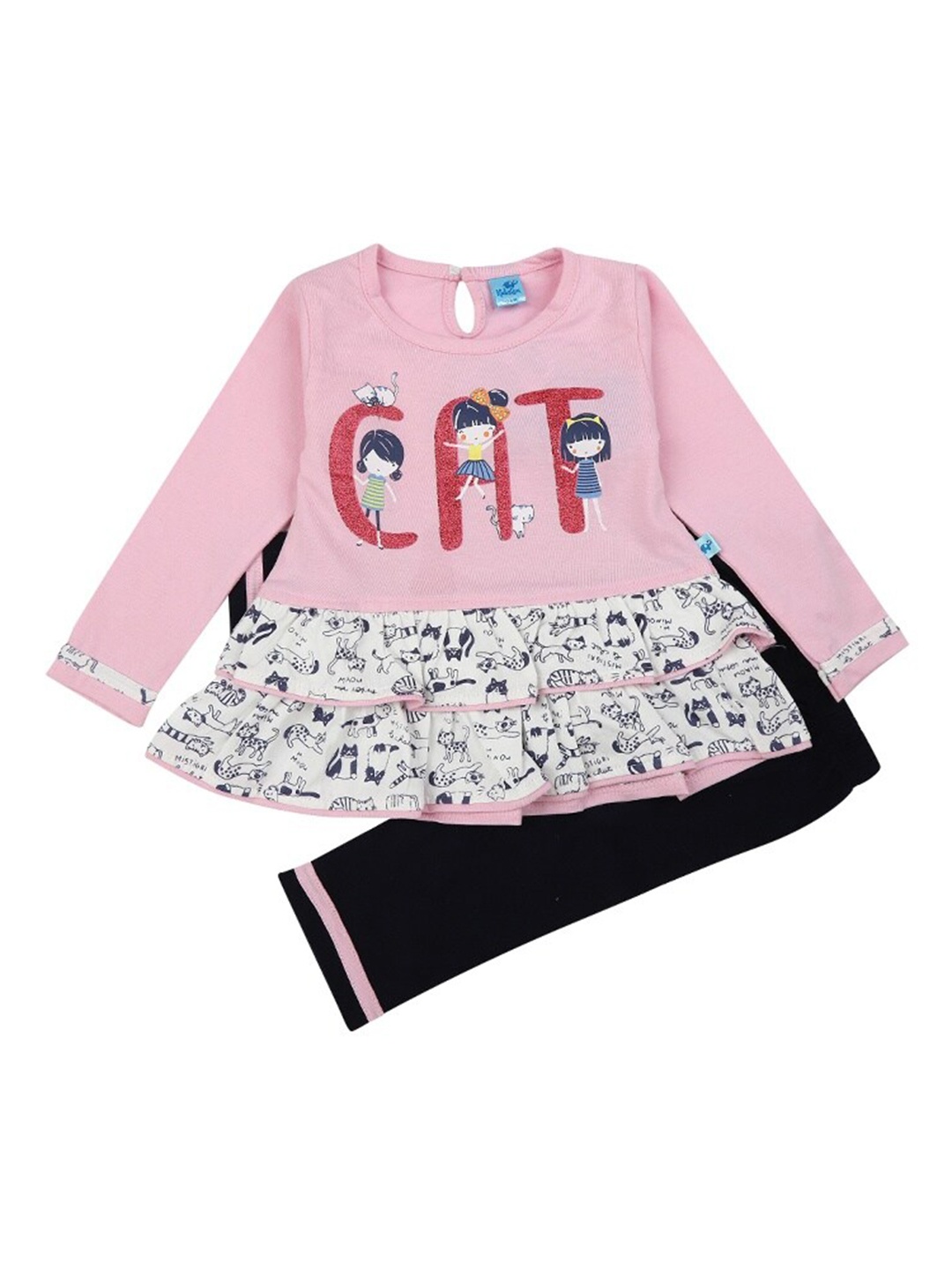 

V-Mart Infants Printed Pure Cotton Top With Trousers, Pink