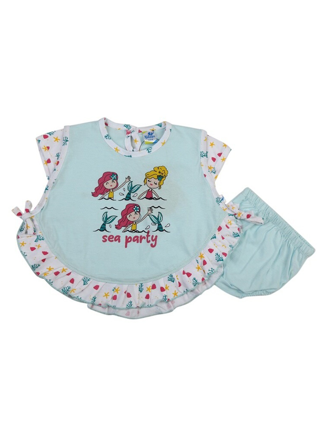 

V-Mart Infants Printed Pure Cotton Top With Shorts, Blue