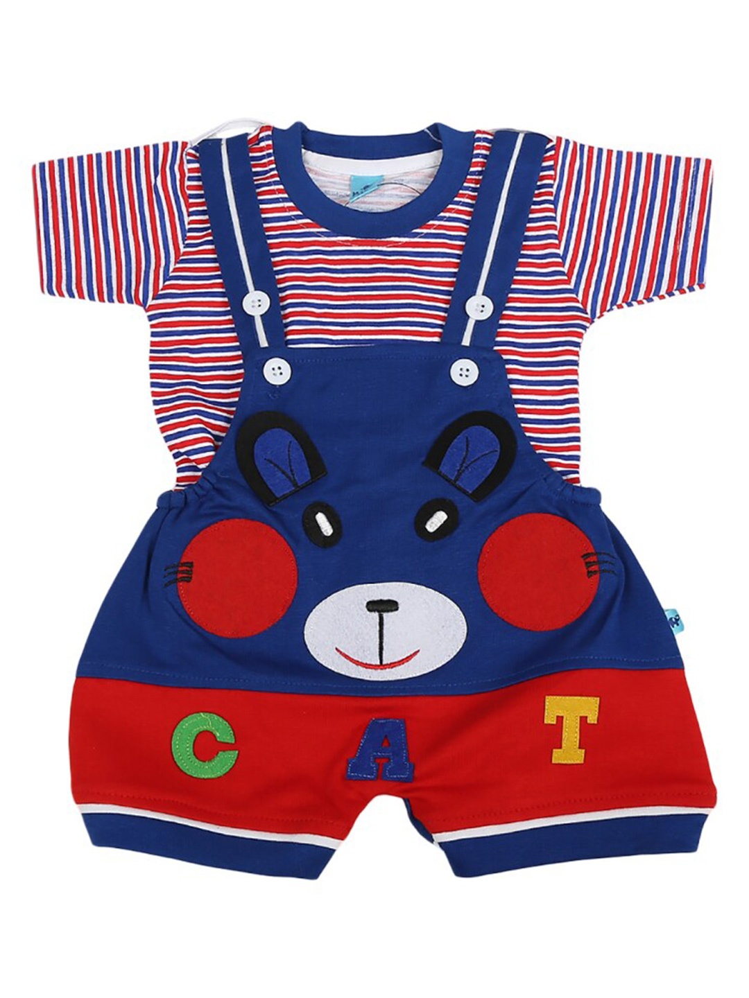 

V-Mart Infant Conversational Printed Pure Cotton Dungaree, Blue