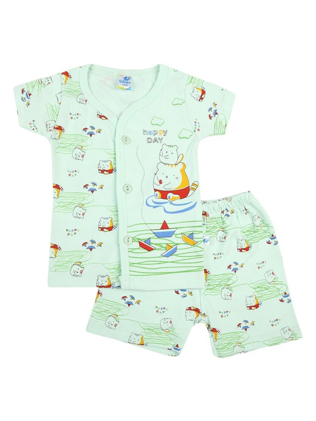 

V-Mart Kids Printed T-shirt Pure Cotton with Shorts, Green