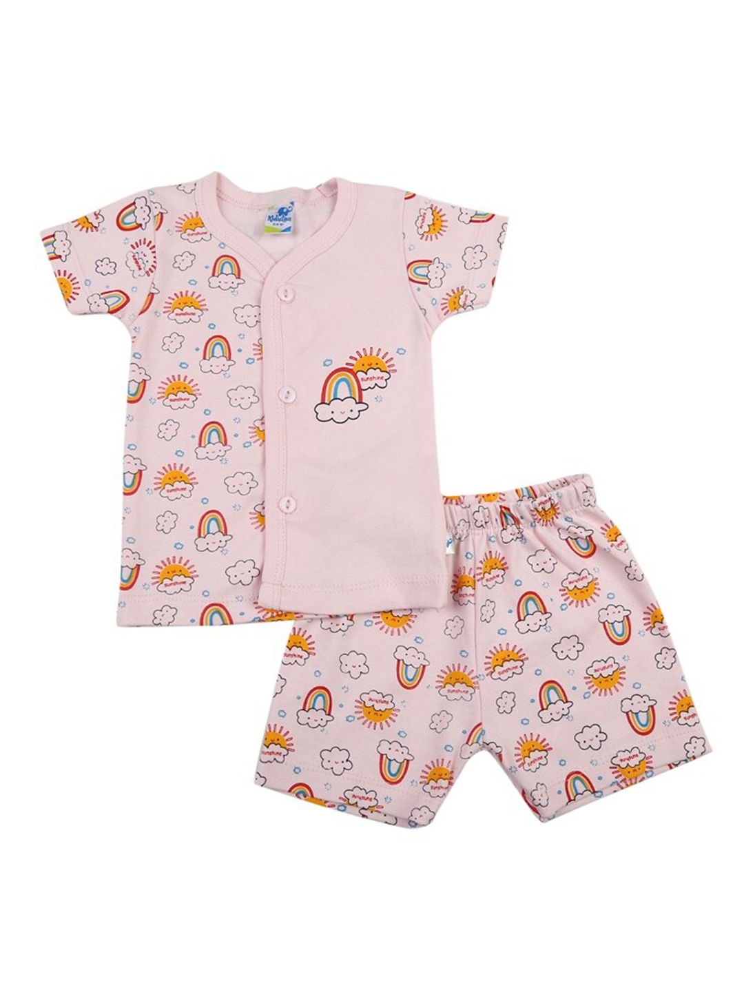 

V-Mart Infants Kids Printed Pure Cotton T-shirt with Trousers, Pink
