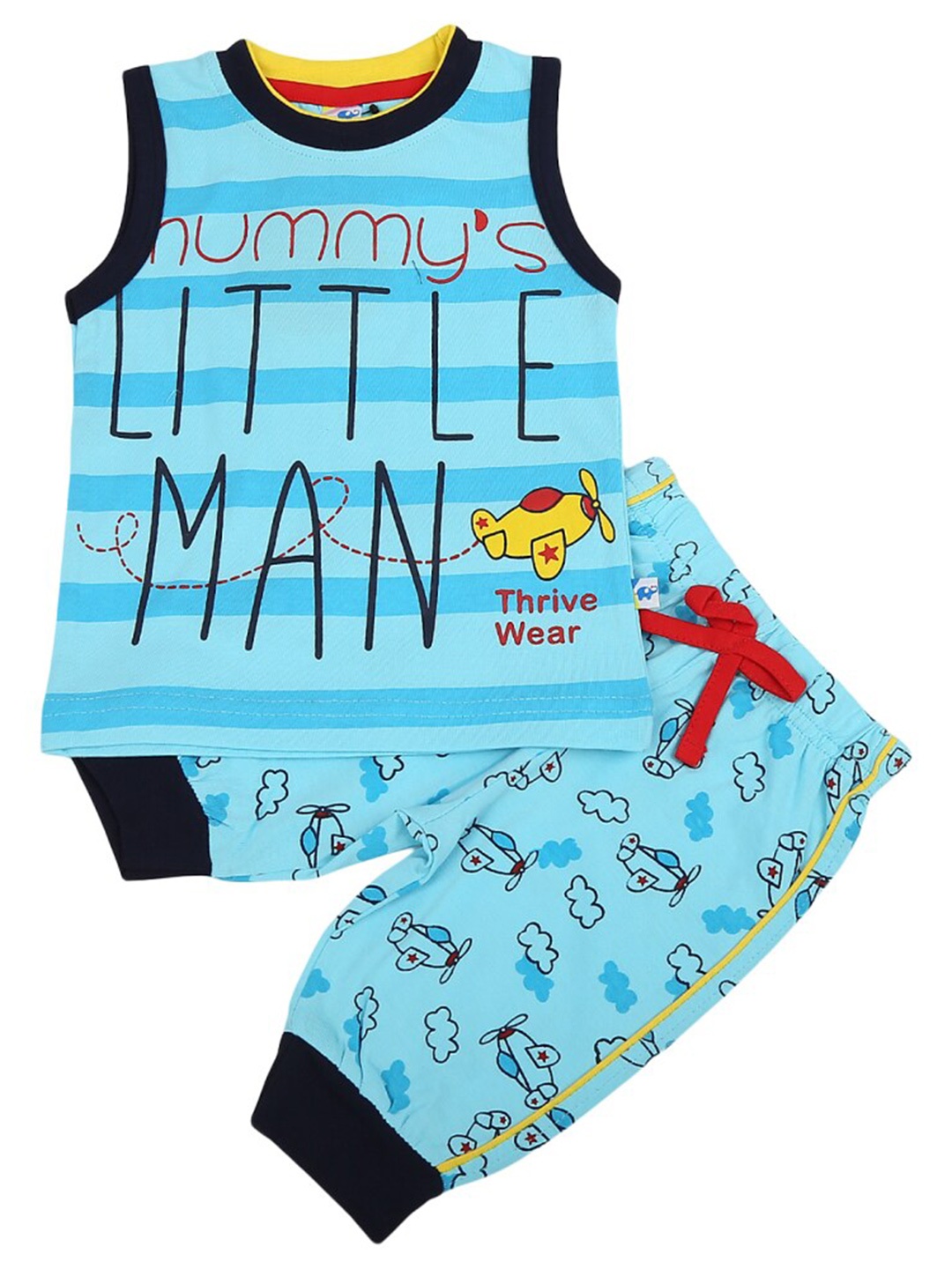 

V-Mart Infants Printed Pure Cotton T-shirt With Trousers, Blue