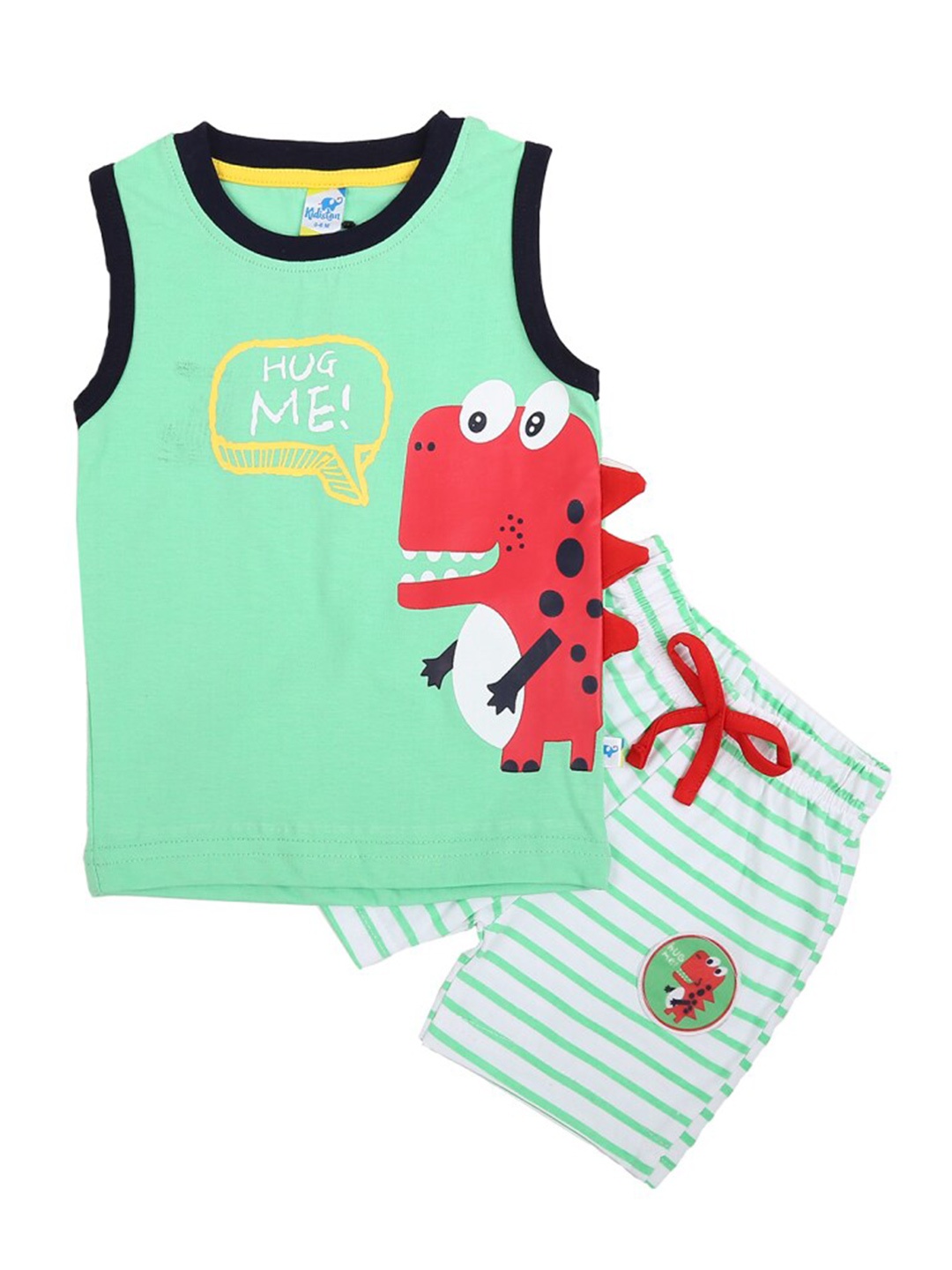 

V-Mart Infants Printed Pure Cotton T-Shirt With Shorts, Green