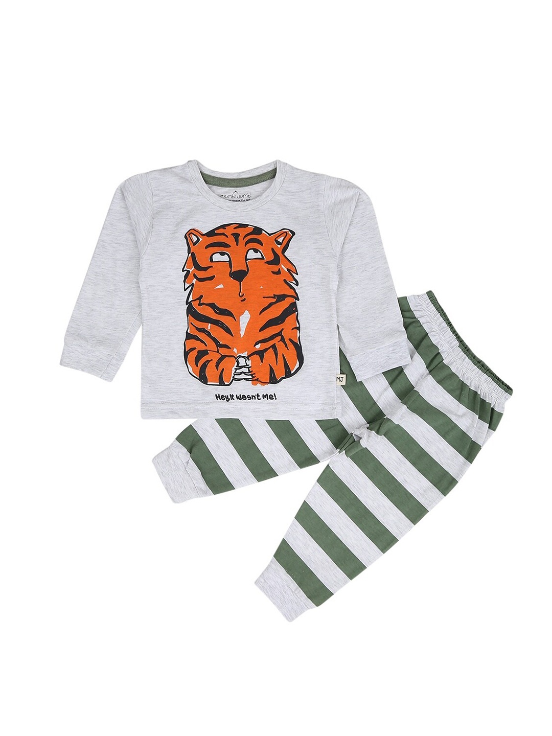 

V-Mart Infants Graphic Printed Round Neck Long Sleeve Cotton Clothing Set, Grey