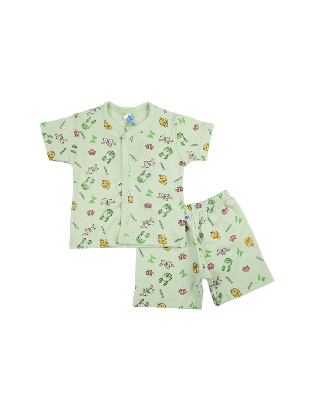 

V-Mart Infant Conversational Printed Pure Cotton T-shirt with Shorts, Green