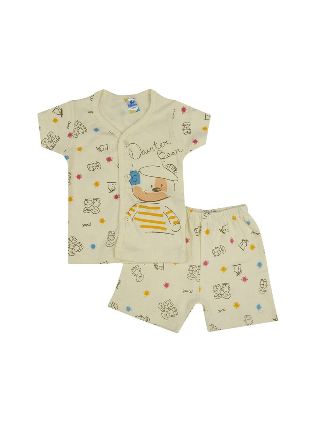 

V-Mart Infants Printed Pure Cotton Shirt With Shorts, Yellow