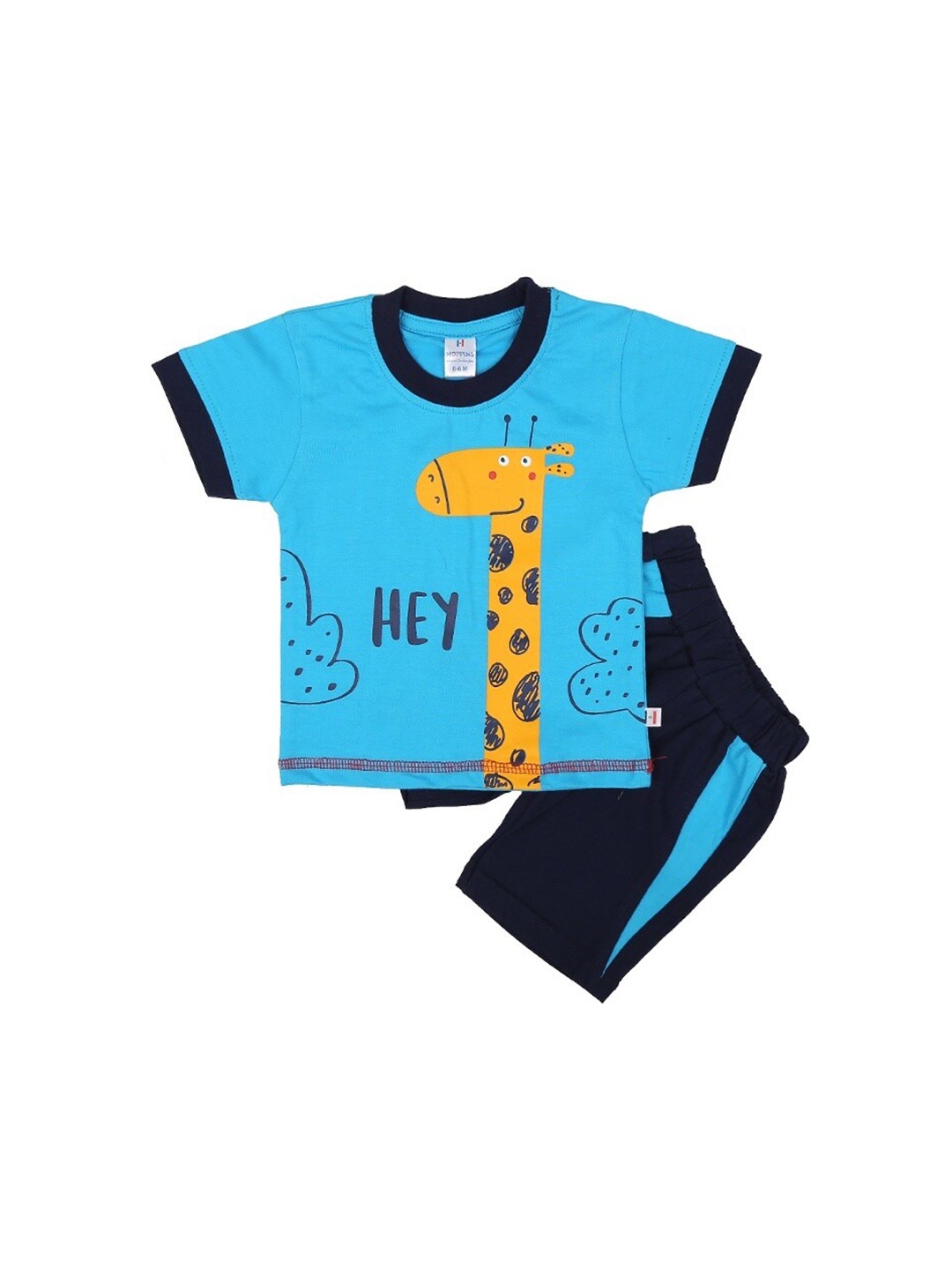 

V-Mart Infants Printed Pure Cotton T-shirt With Shorts, Blue
