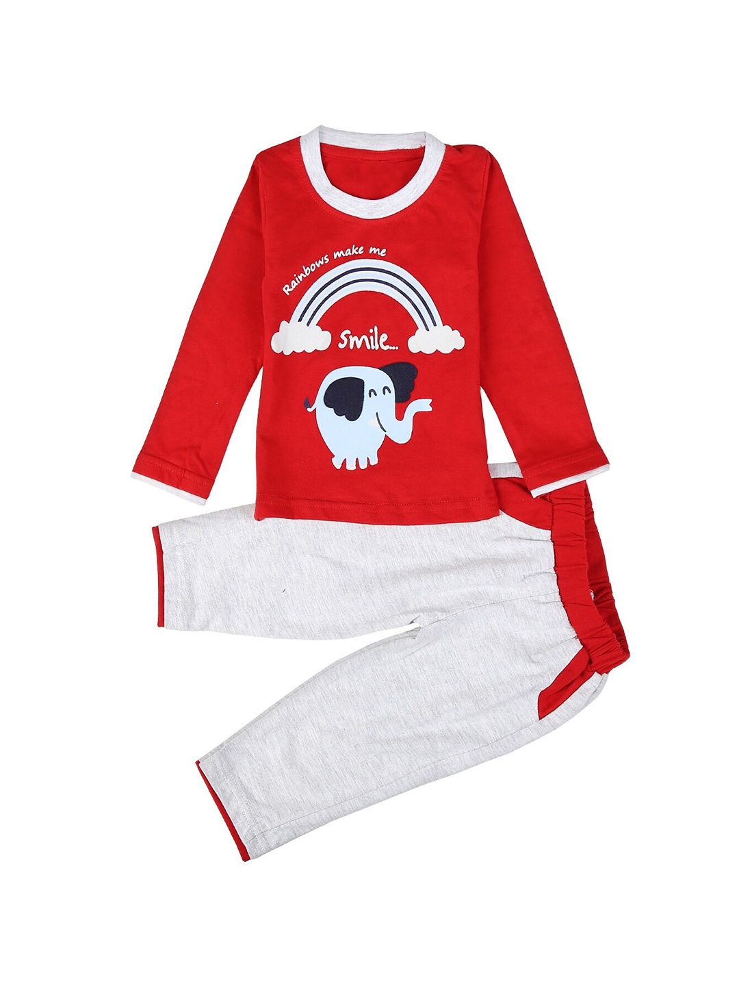 

V-Mart Infants Graphic Printed Pure Cotton T-shirt with Trousers, Red