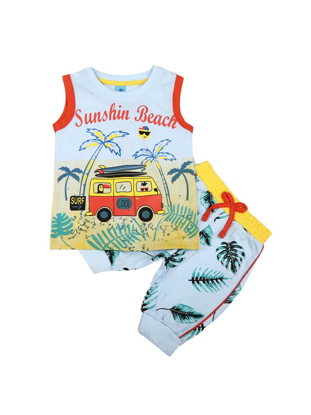 

V-Mart Kids Printed T-shirt with Trousers, Blue