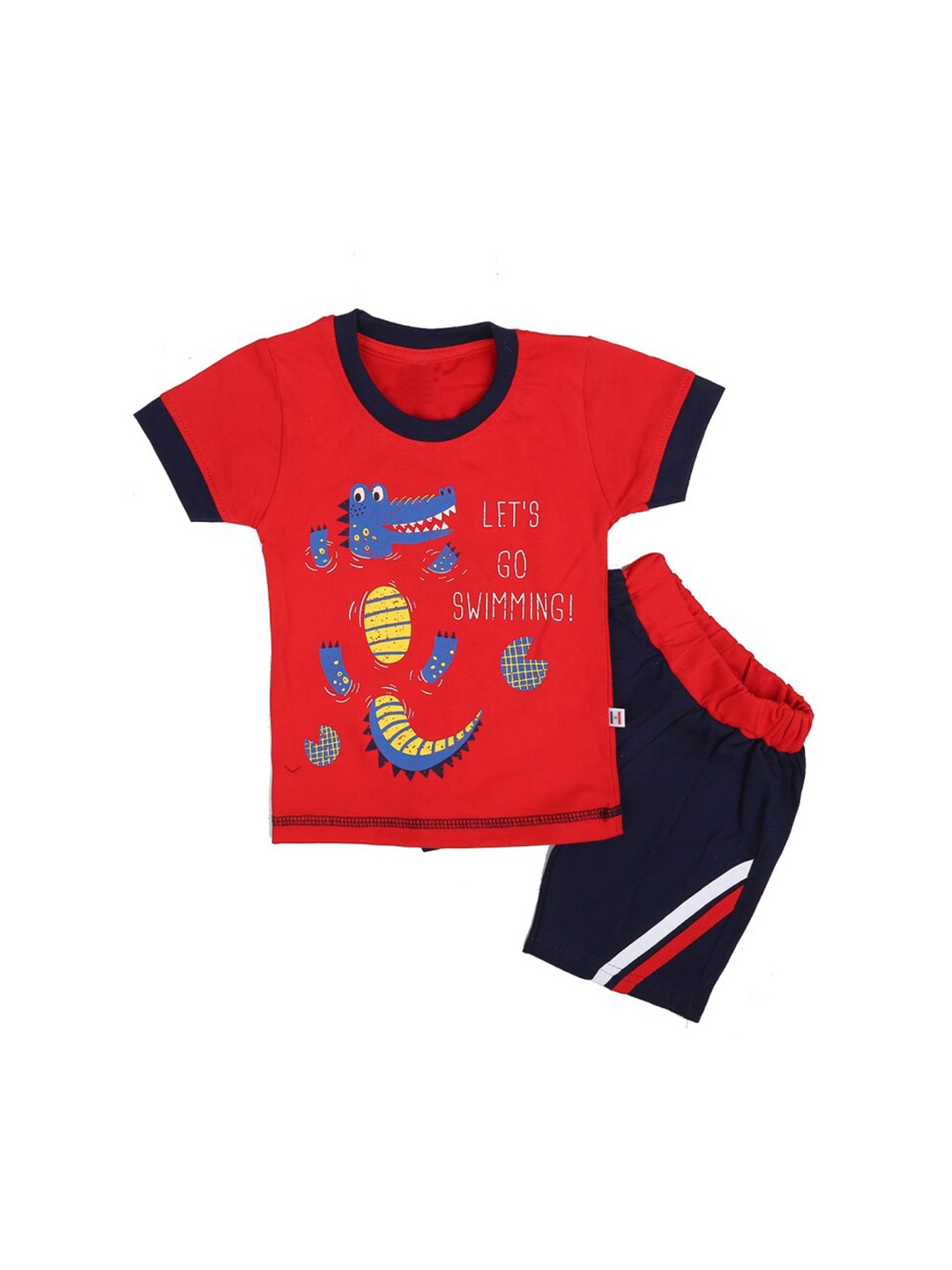 

V-Mart Infants Graphic Printed Pure Cotton T-shirt With Shorts, Red