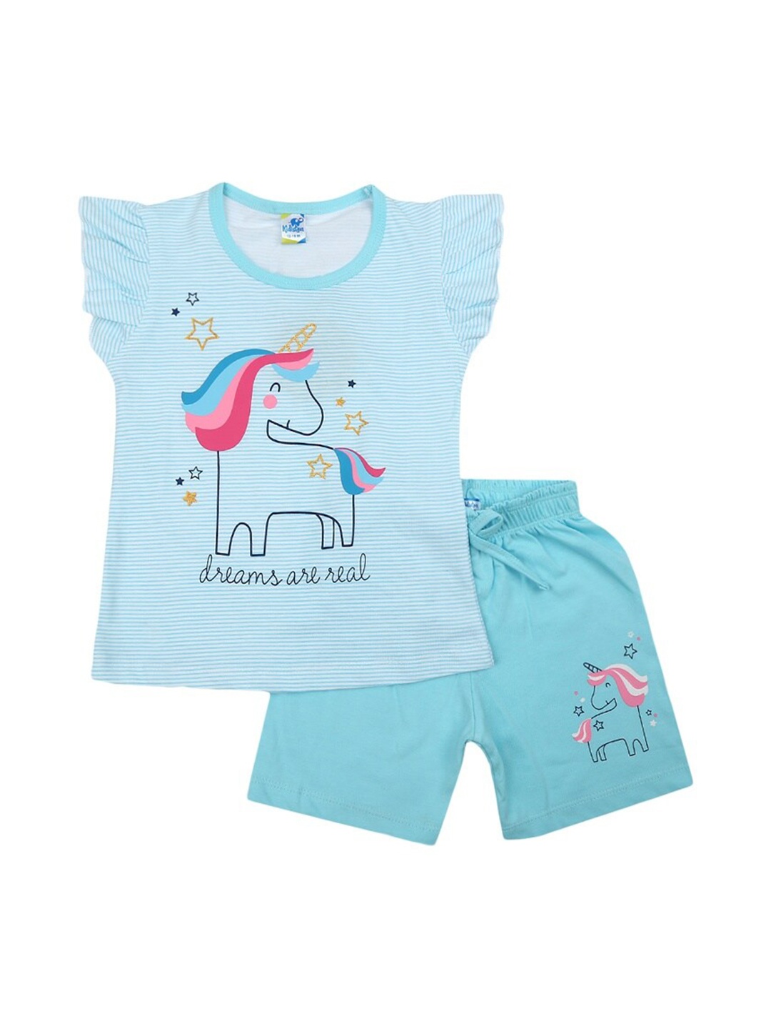 

V-Mart Kids Printed Pure Cotton T-shirt With Shorts, White
