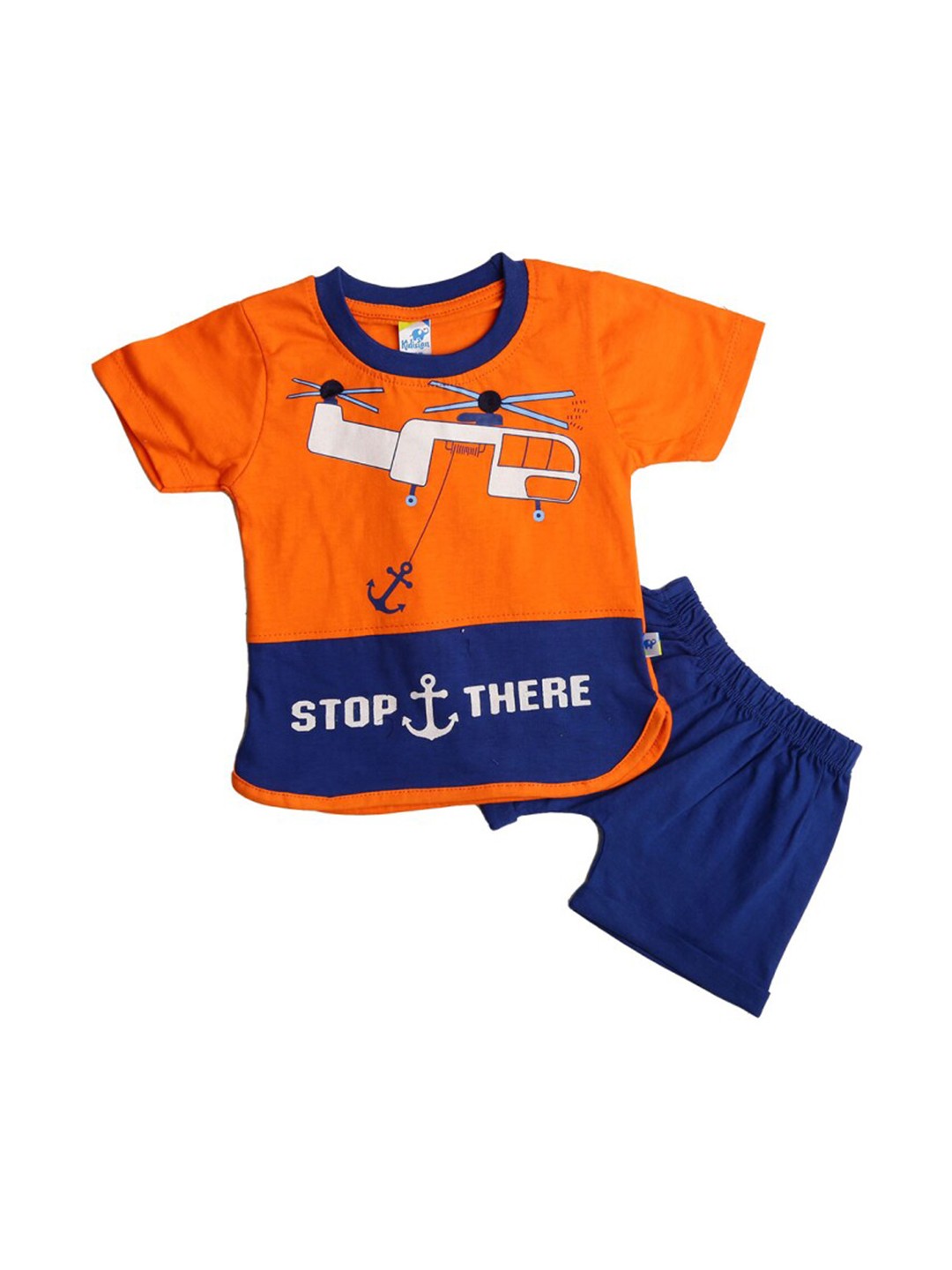 

V-Mart Infants Graphic Printed Pure Cotton T-shirt with Shorts, Orange