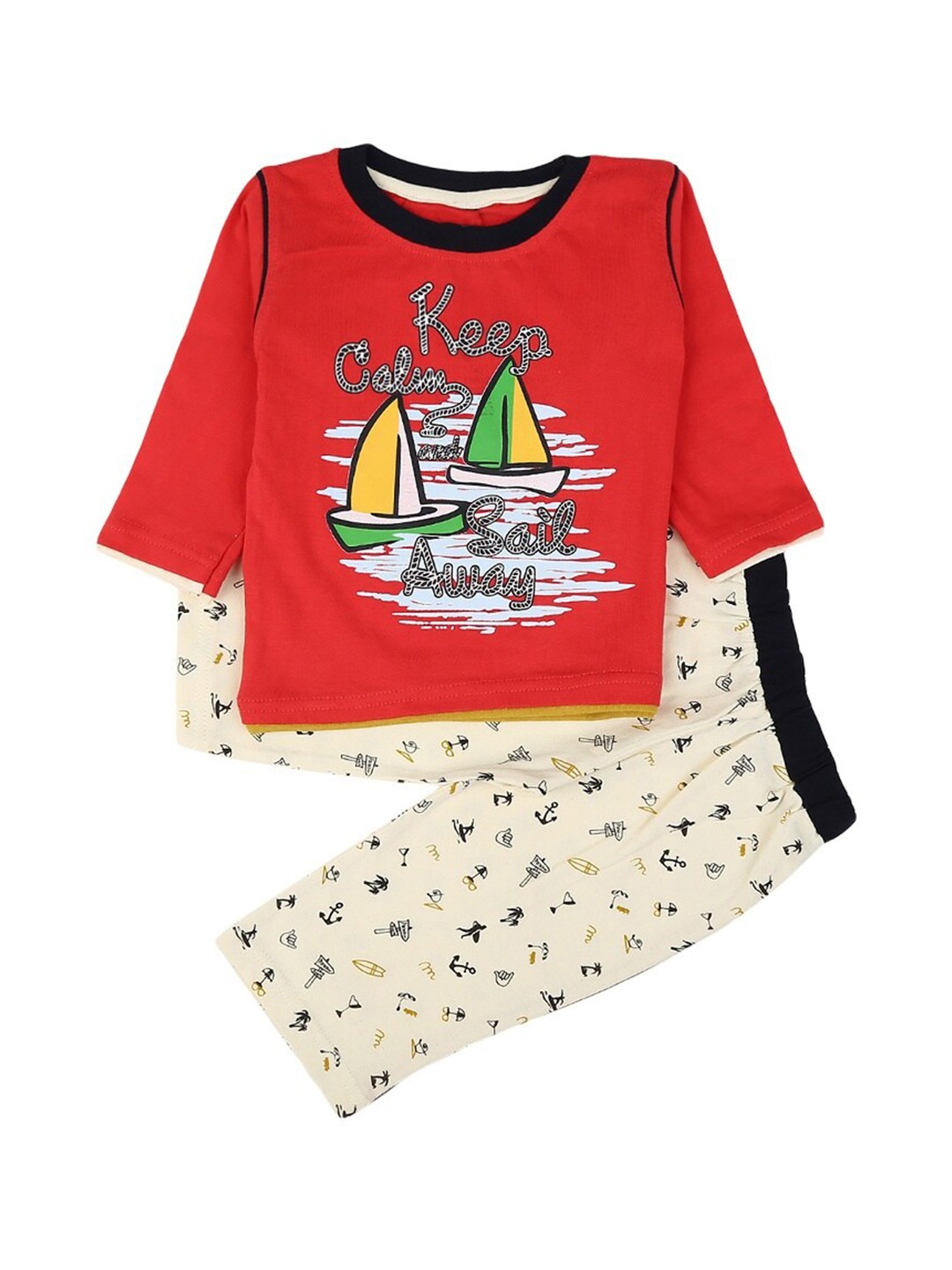 

V-Mart Infant Printed Pure Cotton T-shirt with Trousers, Red