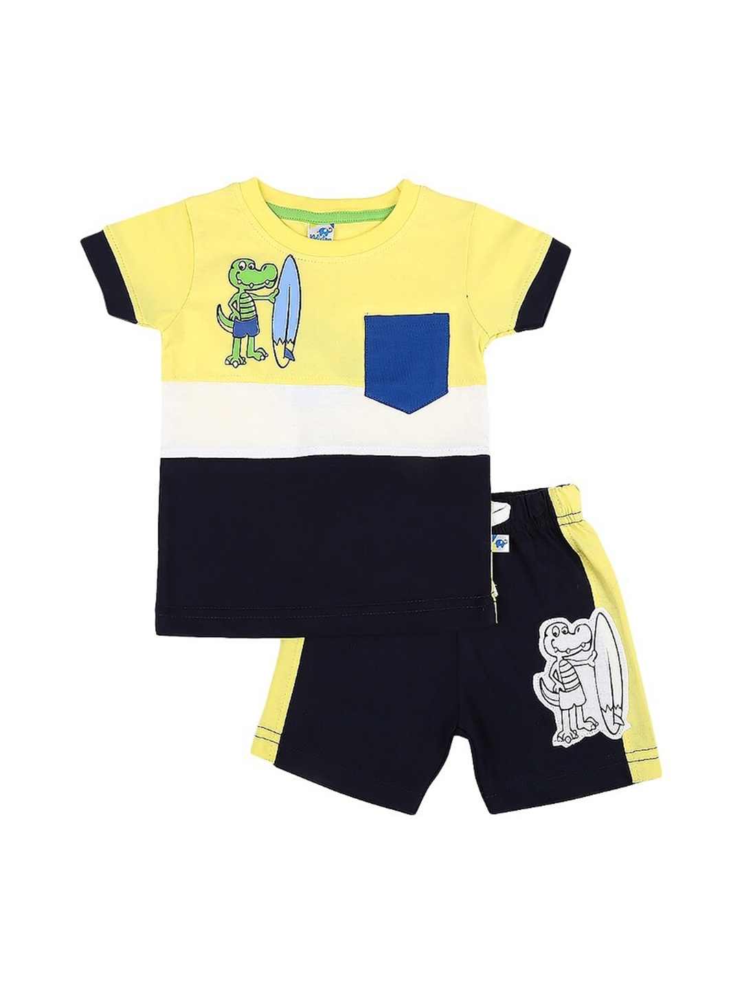 

V-Mart Infants Printed Pure Cotton T-Shirt With Shorts, Yellow