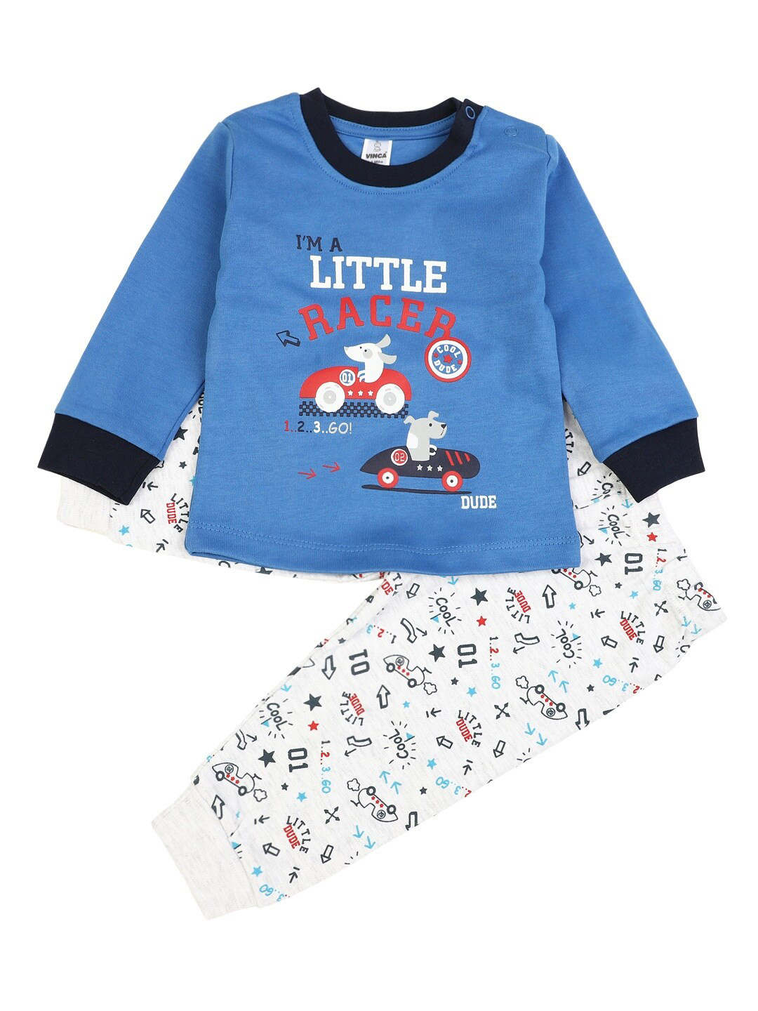 

V-Mart Kids Printed Pure Cotton T-shirt with Trousers, Blue